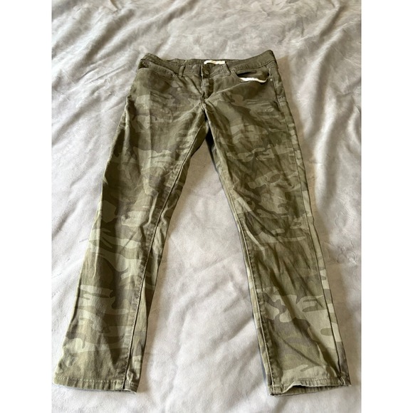 Levi's Denim - Levis 711 Skinny Ankle Jeans Camo Olive Green Camouflage Pants 31